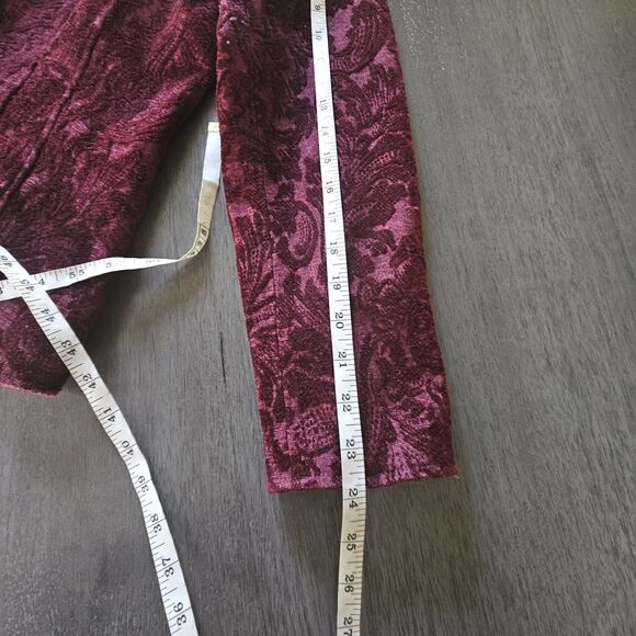 Coldwater Creek Maroon Floral Paisley Tapestry Short Jacket Blazer Womens Large - Picture 5 of 8